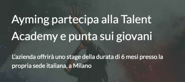 Il Gruppo Ayming partecipa alla Talent Academy e punta sui giovani